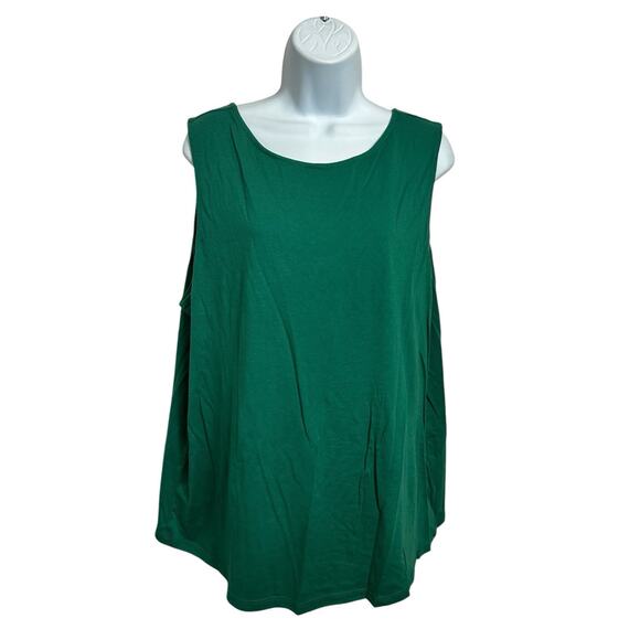 Banana Republic Green Designer Tee Sleeveless Blouse Sz XL Back V Bow Cotton - Picture 7 of 7